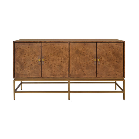 Ariel Dark Burlwood Four Door Buffet with Antique Brass Hardware