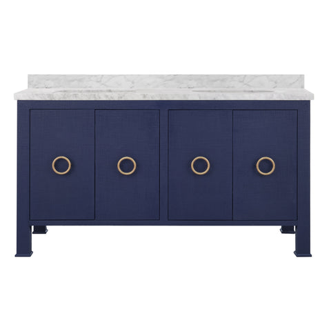Blanche Double Sink Navy Linen Bath Vanity
