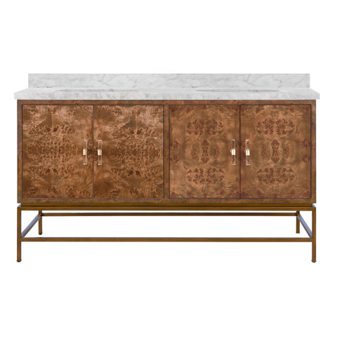 Clifford 60" Dark Burlwood Double Sink Bath Vanity