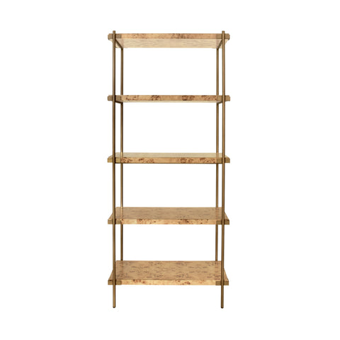 Harris Light Burlwood & Antique Brass Etagère