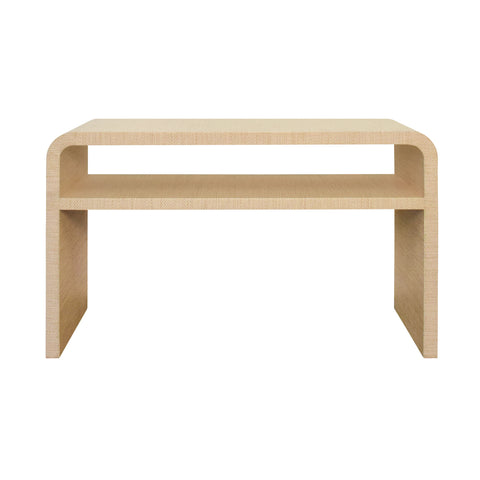 Marshall Waterfall Edge Two Tier Console Table - Natural Grasscloth