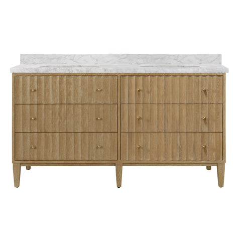 Odin 60" Cerused Oak Double Sink Bathroom Vanity