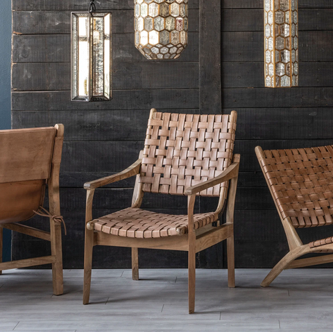 The Urban Acacia Wood & Leather Arm Chair - Matthew Izzo Collection