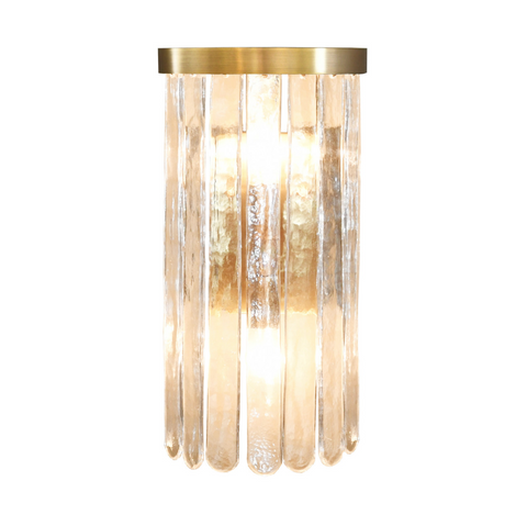 Heloise Textured Glass Wall Sconce w/Brushed Brass Trim