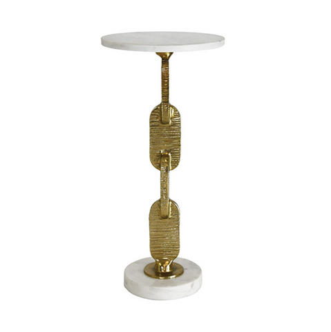 Ventura Hammered Brass & Marble Accent Table