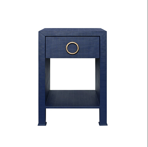 Malcolm One Drawer Side Table - Navy Linen