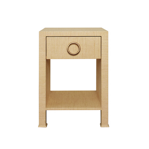Malcolm One Drawer Side Table - Natural Grasscloth