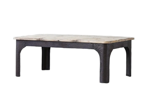 Rustic Upcycled Wood & Textured Iron Coffee Table - Matthew Izzo Collection