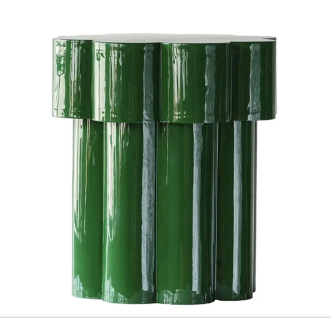 Lucky Glossy Emerald Green Flower Side Table - Matthew Izzo Collection