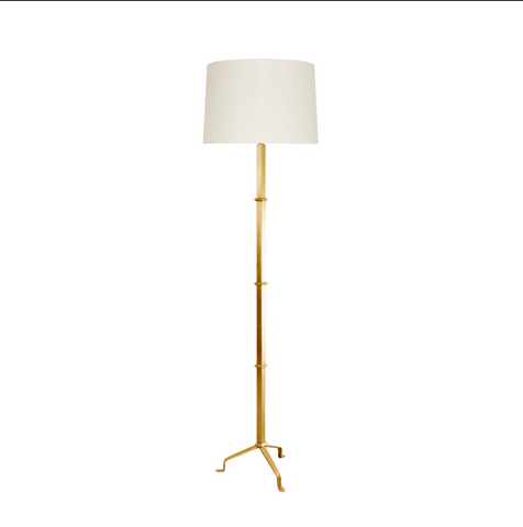Alvaro Gold Leaf Floor Lamp with Silk Shade