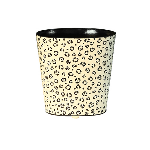 Wastebasket - Cheetah Design Handpainted Oval Metal