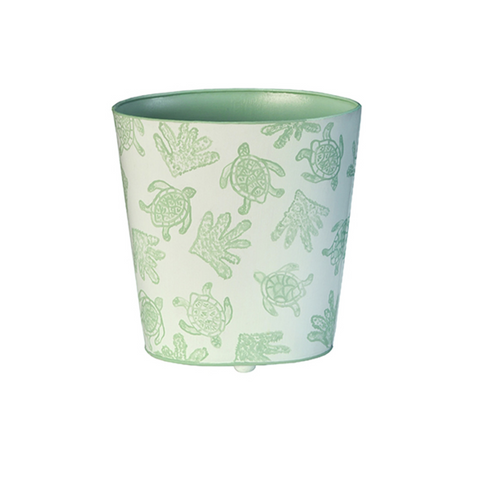 Wastebasket - Turtles Handpainted Oval Metal