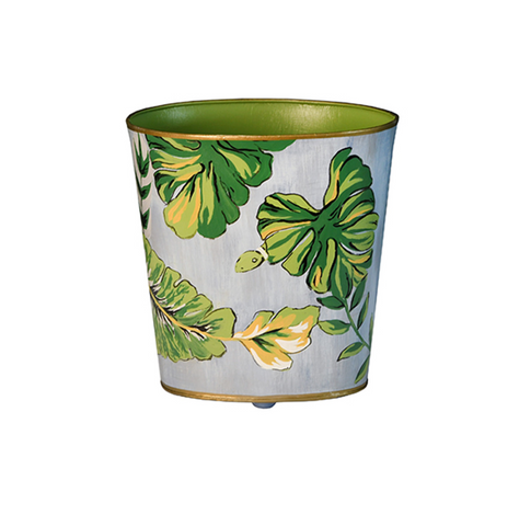 Wastebasket - Tropic Handpainted Oval Metal