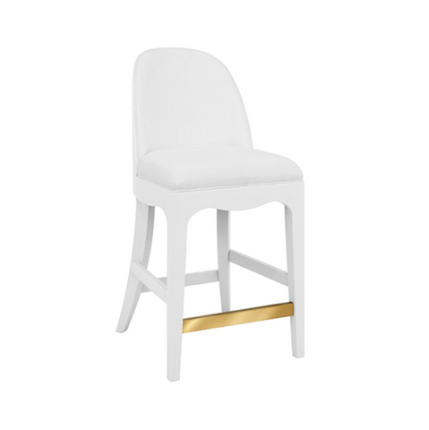 Sadie White Textured Linen Framed Counter Stool