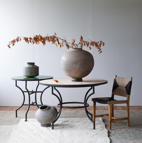 Moroccan Zellige Tile Bistro Table with Tamegroute Green Tiles: Four Size Options - Matthew Izzo Collection