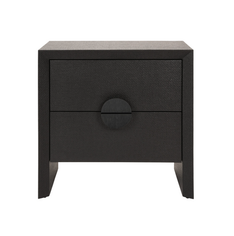 Ezra Black Grasscloth Side Table