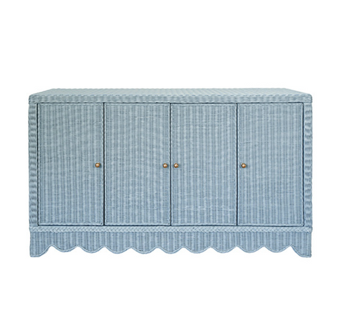 Beatrice Light Blue Rattan Cabinet