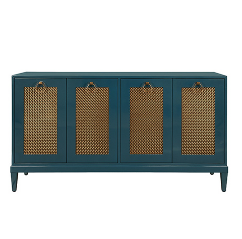 Marcella Glossy Teal Lacquer Four Door Buffet