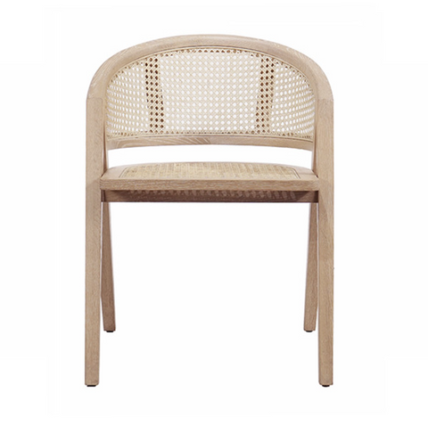 Aero Cerused Oak and Cane Barrel Back Dining Chair