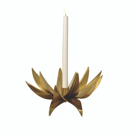 Sparky Antique Brass Palm Tree Taper Candle Holder