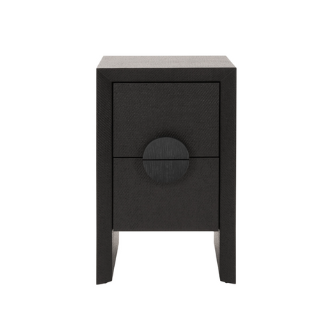 Parker Black Painted Grasscloth Side Table