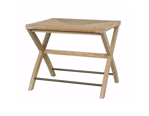 Worlds Away Conan Oak X-Base Stool - Matthew Izzo Home