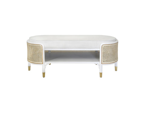 Worlds Away Beale White Oval Bench - Matthew Izzo Home