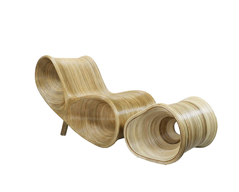 Parabola Rattan Lounge Chair & Ottoman - Matthew Izzo Collection - Matthew Izzo Home