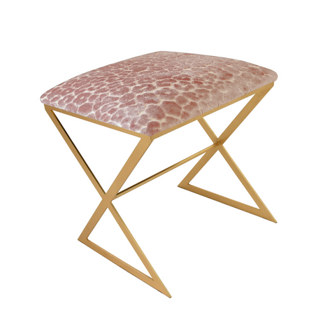 Worlds Away "X" Side Stool - Leopard - Matthew Izzo Home