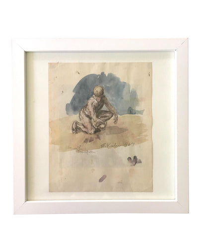 Evan Keehn Watercolor Figure Painting (1964) - Matthew Izzo Home