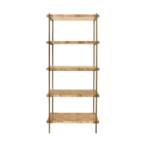 Harris Light Burlwood and Antique Brass Etagere