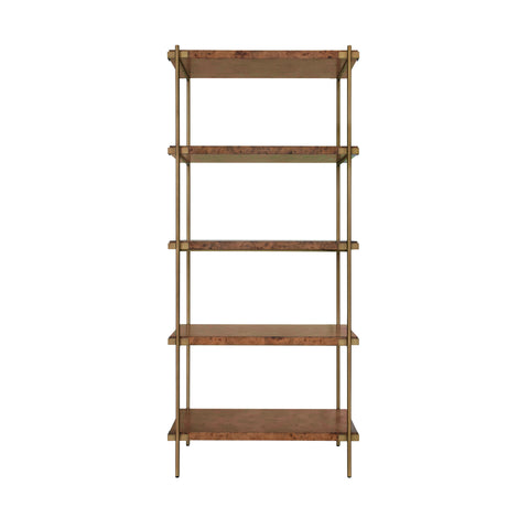 Harris Dark Burlwood and Antique Brass Etagere