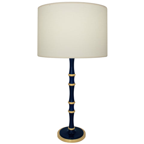 Kane Table Lamp with Hardback Fondine Shade - Midnight Blue & Modern Brass