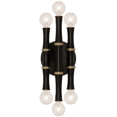 Kane Modern Brass & Obsidian Black Six Light Wall Sconce