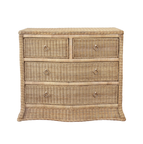 Celine Four Drawer Chest - Rattan w/Brass Knobs