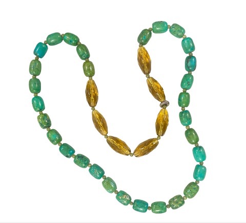 Vintage Turquoise, Jade, and Glass Beaded Necklace