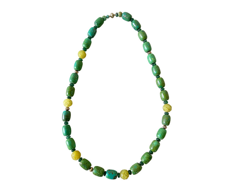 Vintage Turquoise, Emerald & Yellow Jade Necklace