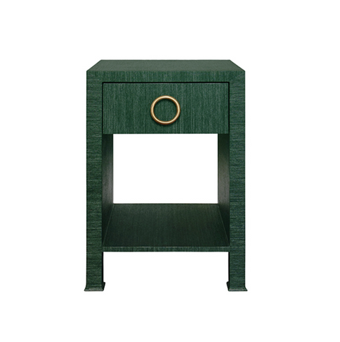 Malcolm Green Grasscloth Side Table