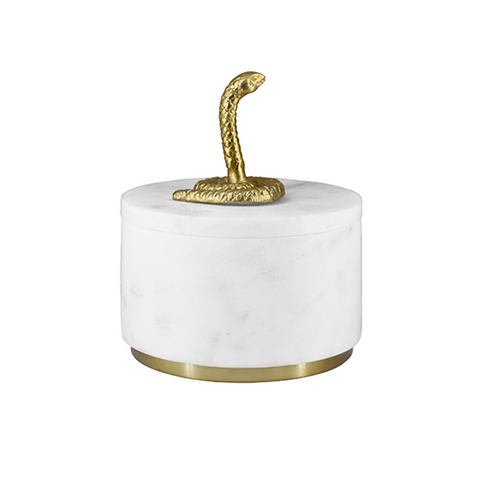 Snape Lidded Marble Container with Brass Snake