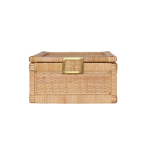 Bruno Rattan & Brass Decorative Box - Small