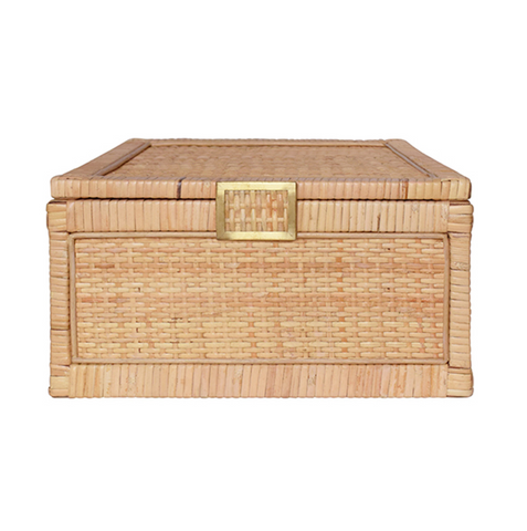 Bruno Rattan & Brass Decorative Box