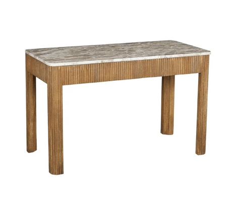 Channeled Mango Wood & Marble Top Desk - Matthew Izzo Collection