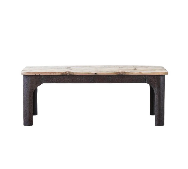 Rustic Upcycled Wood & Textured Iron Coffee Table - Matthew Izzo Collection