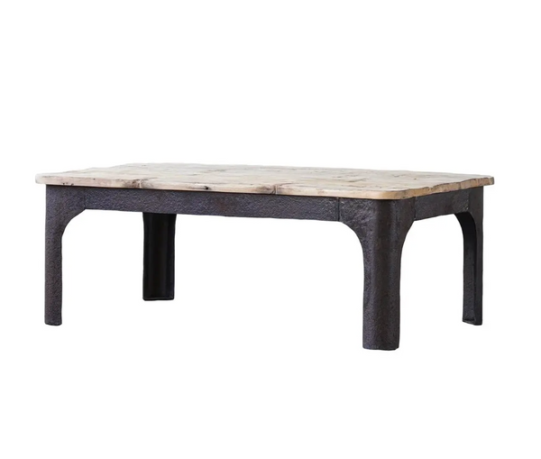 Rustic Upcycled Wood & Textured Iron Coffee Table - Matthew Izzo Collection