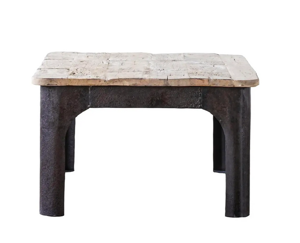 Rustic Upcycled Wood & Textured Iron Coffee Table - Matthew Izzo Collection