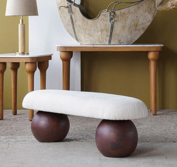 Oval Surf Wood & Upolstered Bench - Matthew Izzo Collection