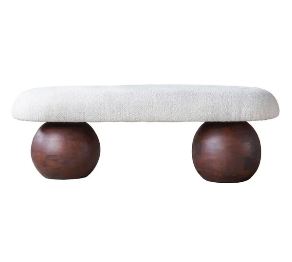 Oval Surf Wood & Upolstered Bench - Matthew Izzo Collection