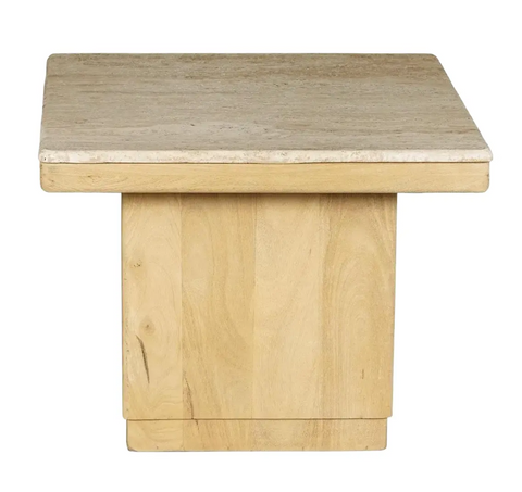 Ida Mango Wood & Marble Side Table - Matthew Izzo Collection