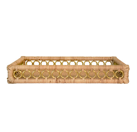 Tango Natural Rattan Tray with Brass Rings