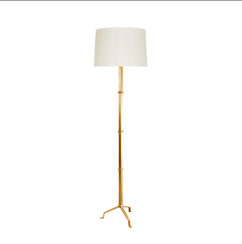 Alvaro Gold Leaf Floor Lamp w/Silk Shade